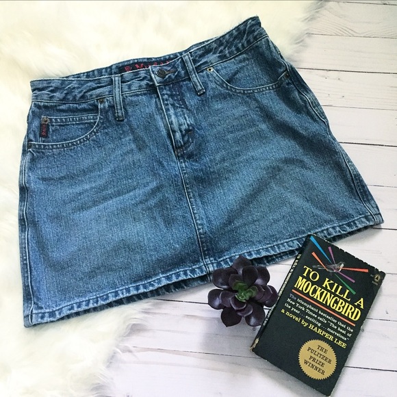 mudd jean skirt